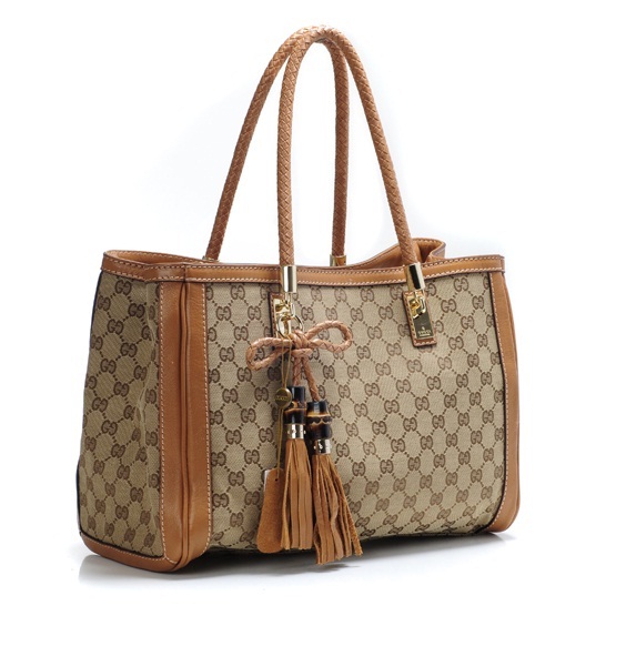 Authentic Gucci Bella Tote Bag 269945 Cuir Leather Trim
